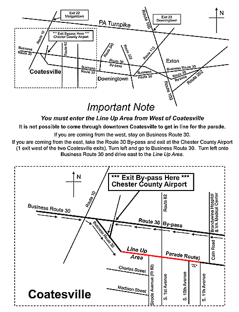 Coatesville Christmas Parade map